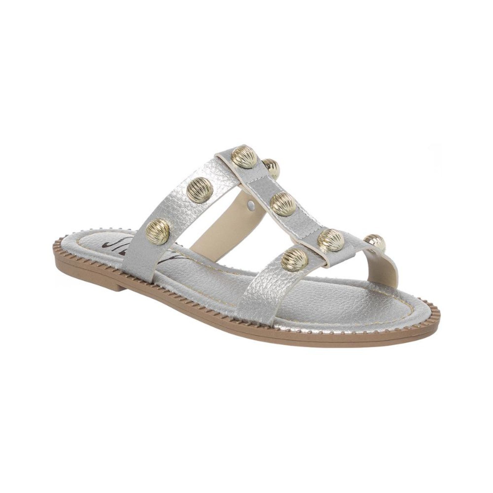Sandália Rasteirinha Feminina H Flat Básica Casual Rasteira Prata