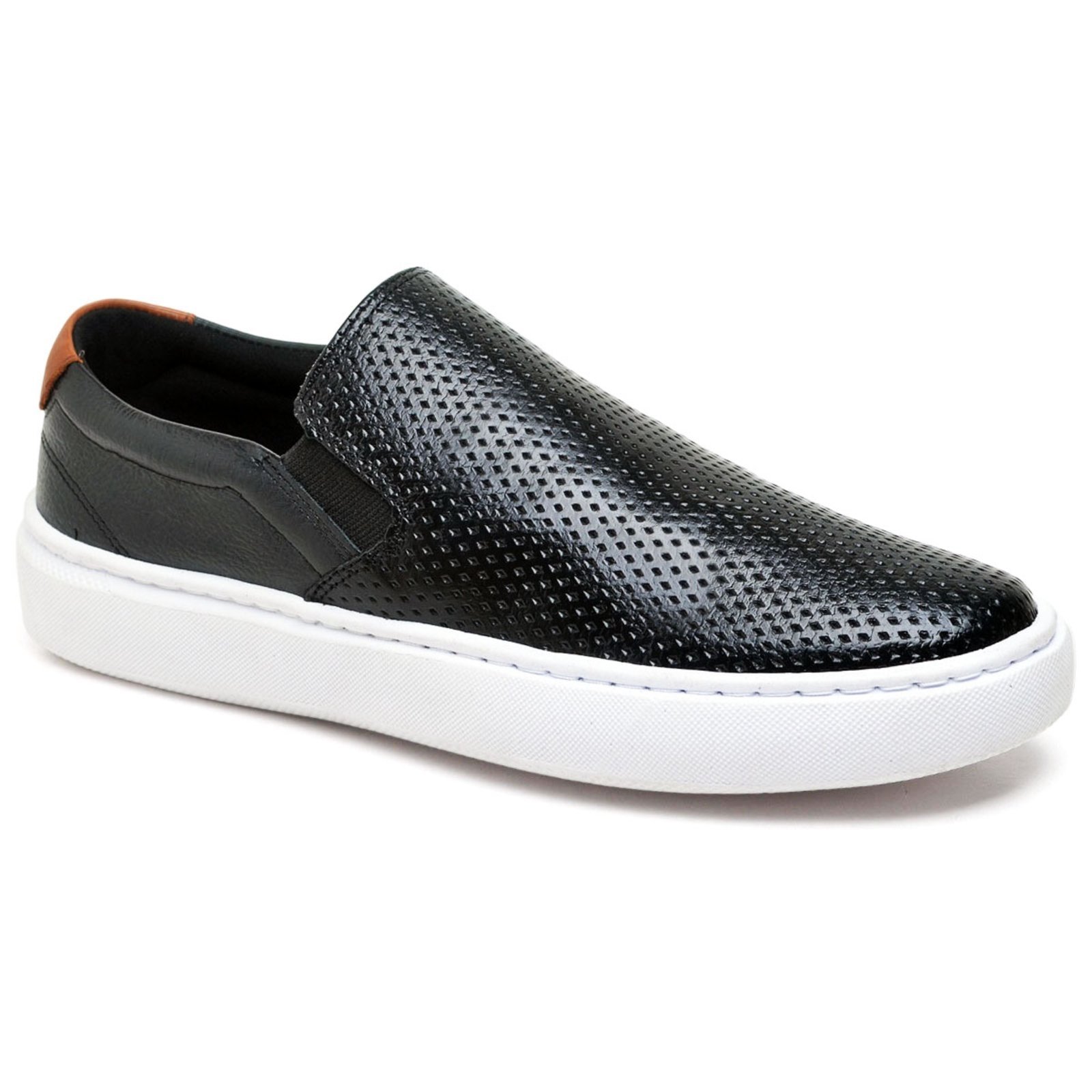 Tênis Slip On Nine4 Casual Couro Preto