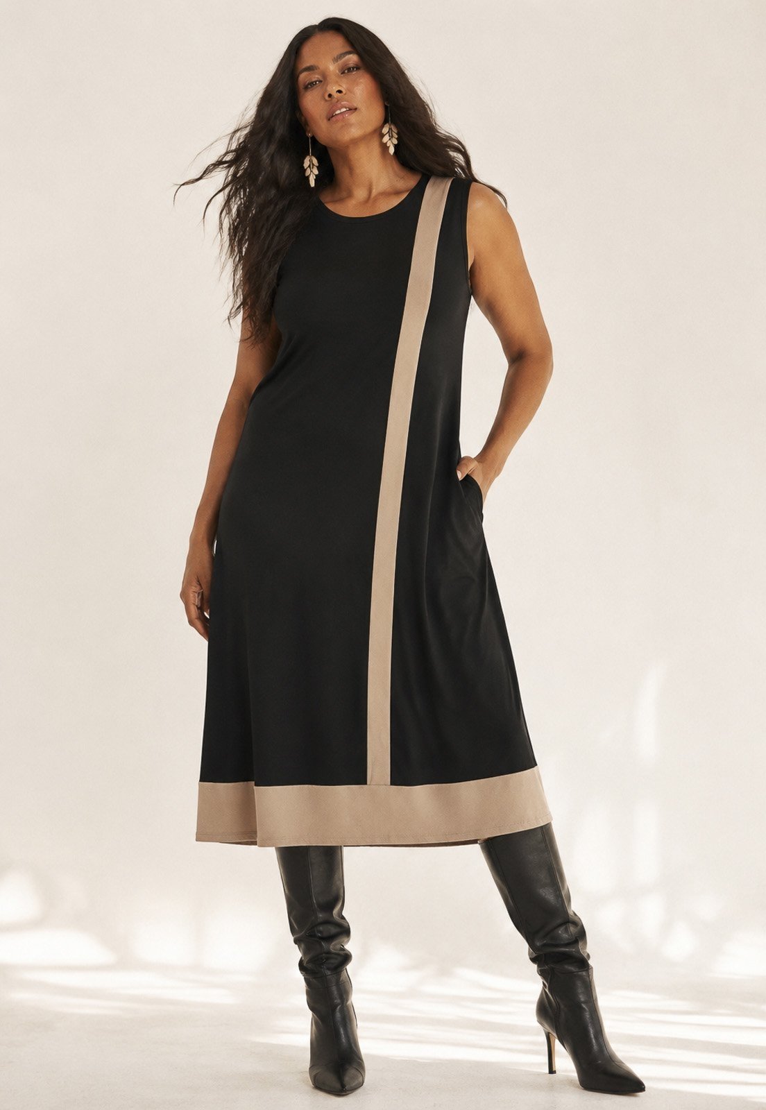 Vestido Malha Amazonia Vital Linha Areia Preto