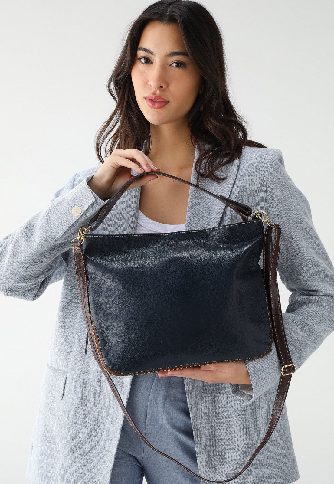Bolsa SN Couros Flórida Azul/Marrom