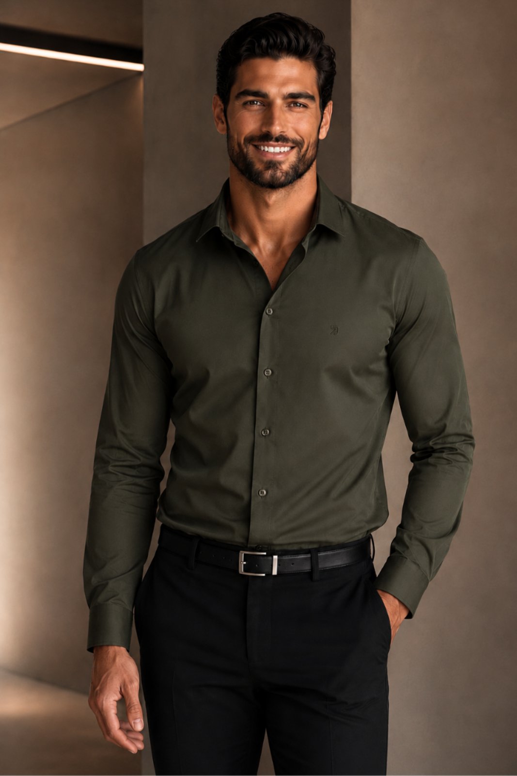 Camisa Social Slim Masculina Manga Longa