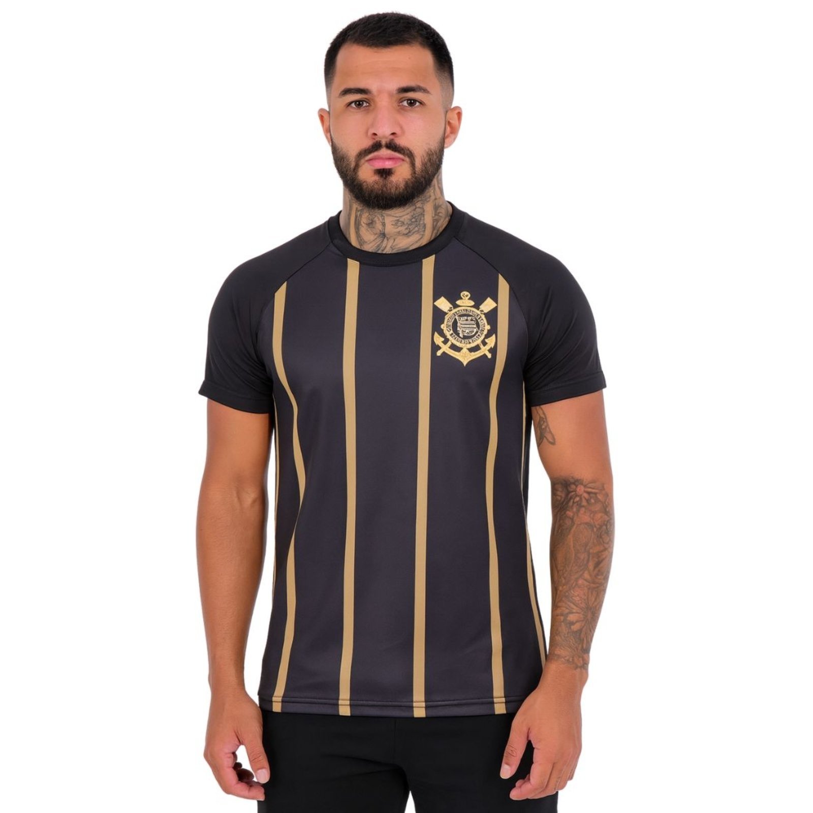 Camiseta Corinthians Masculino Preto Dourado