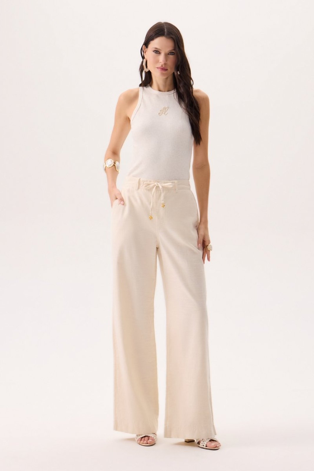 Calça Feminina Ágata Wide Leg Flor de Lis