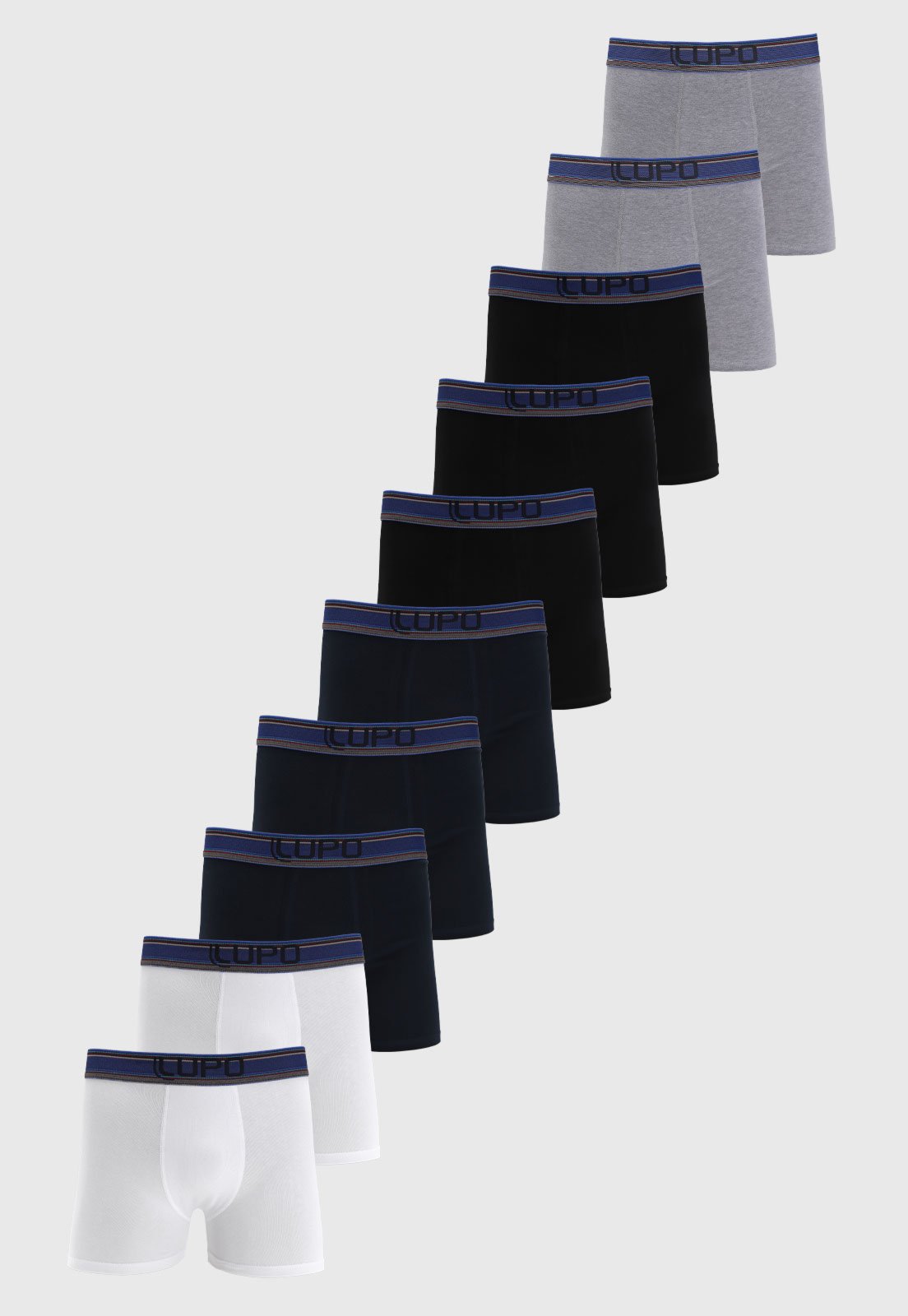 Kit Cueca Boxer Masculina Lupo Algodão 10 Peças Branco