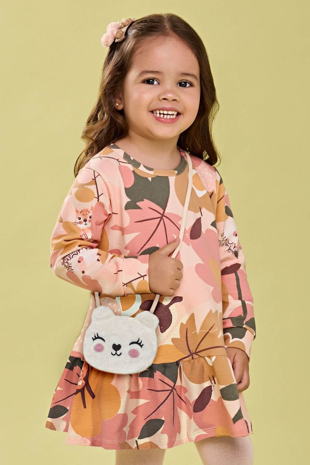 Infantil - Vestido Menina Floral Com Bolsa Elian Rosa