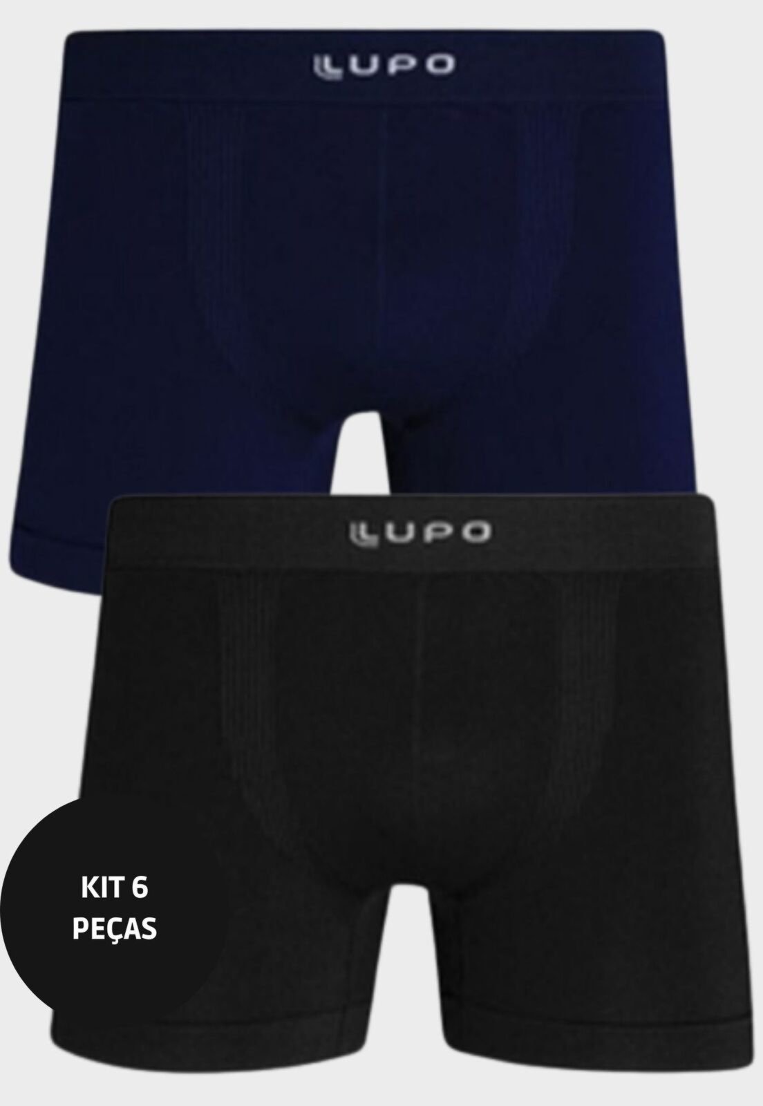 Kit Cueca Boxer Lupo 6 Unidades Preto/Marinho