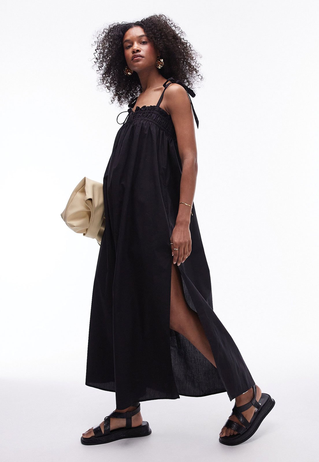Vestido TOPSHOP Midi Fenda Preto
