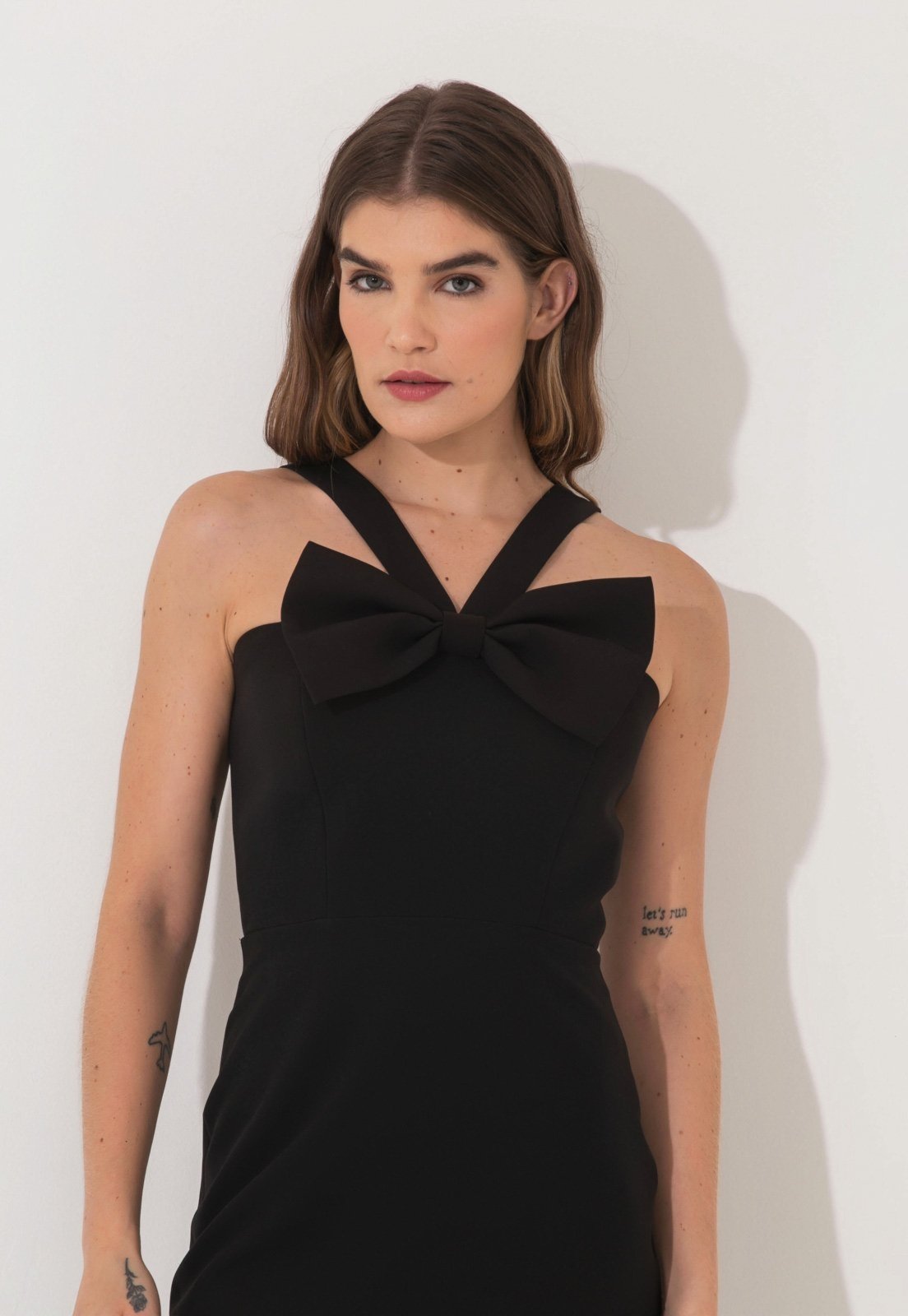 Vista 3 Vestido Alfaiataria Traymon Com Laço preto Traymon preto