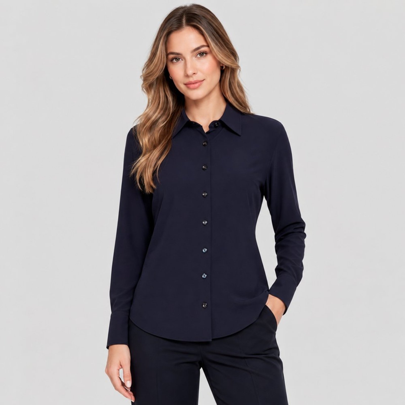 Camisa Dudalina Regular Performance Ve27 Marinho Feminino
