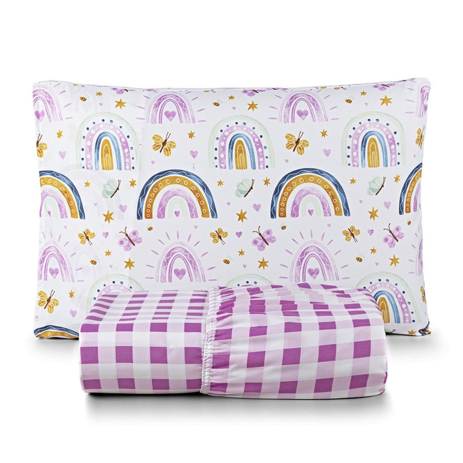Jogo de Cama Lençol Casa Scarpa Lutti Solteiro 200 Fios Estampado 2 Peças Arco íris Rainbow Rosa
