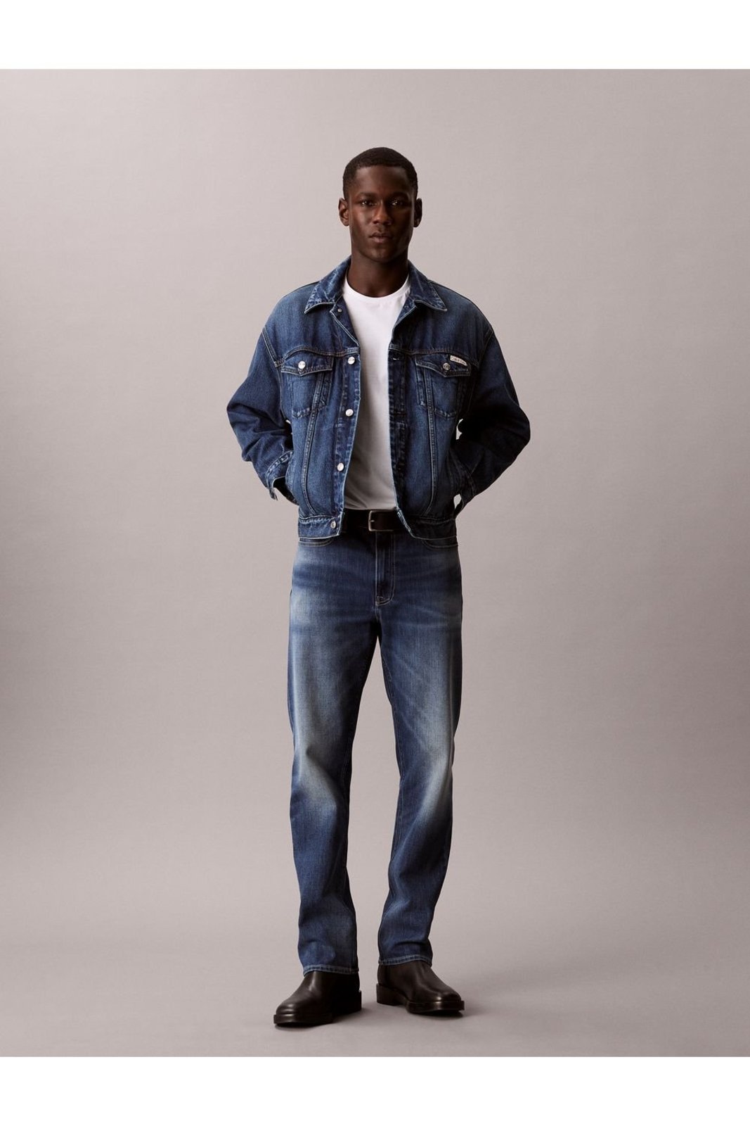 Calça Calvin Klein Jeans Slim Straight - Azul Médio Calvin Klein Jeans