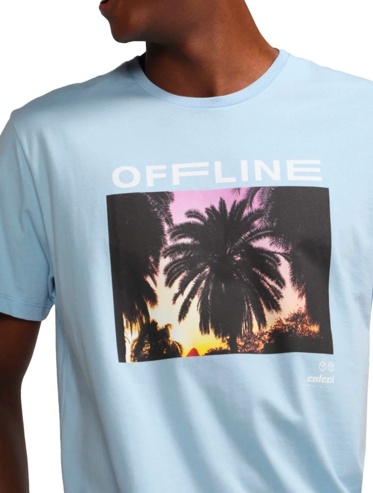 Vista 3 Camiseta Colcci Masculina Offline Vibes Claro azul Colcci azul