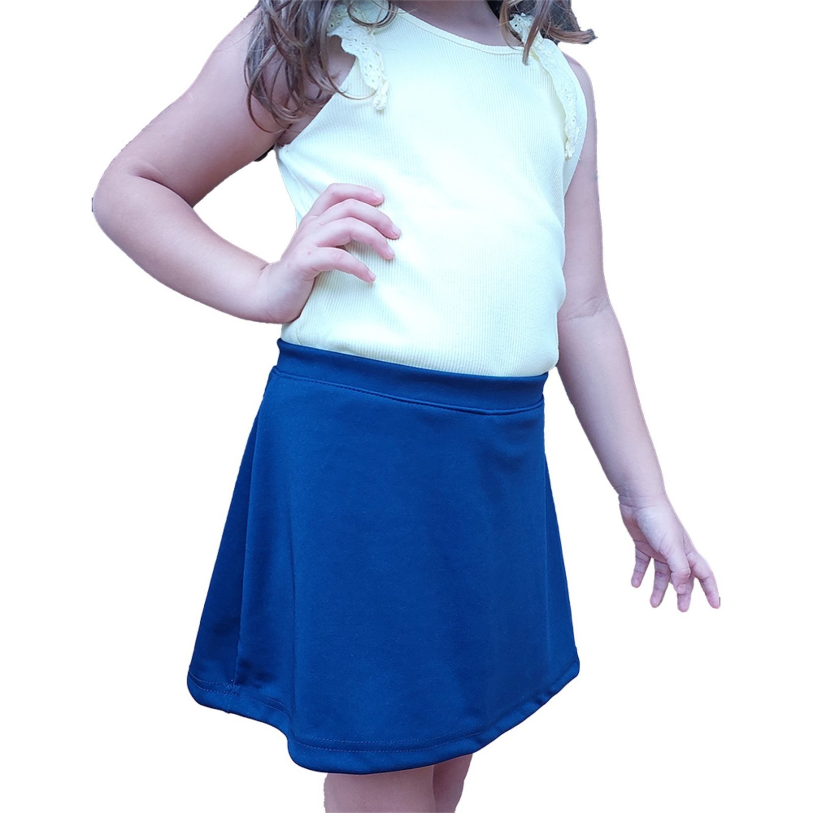 Infantil - Short Saia Helanca Escolar Juvenil Azul Marinho Aliarthe