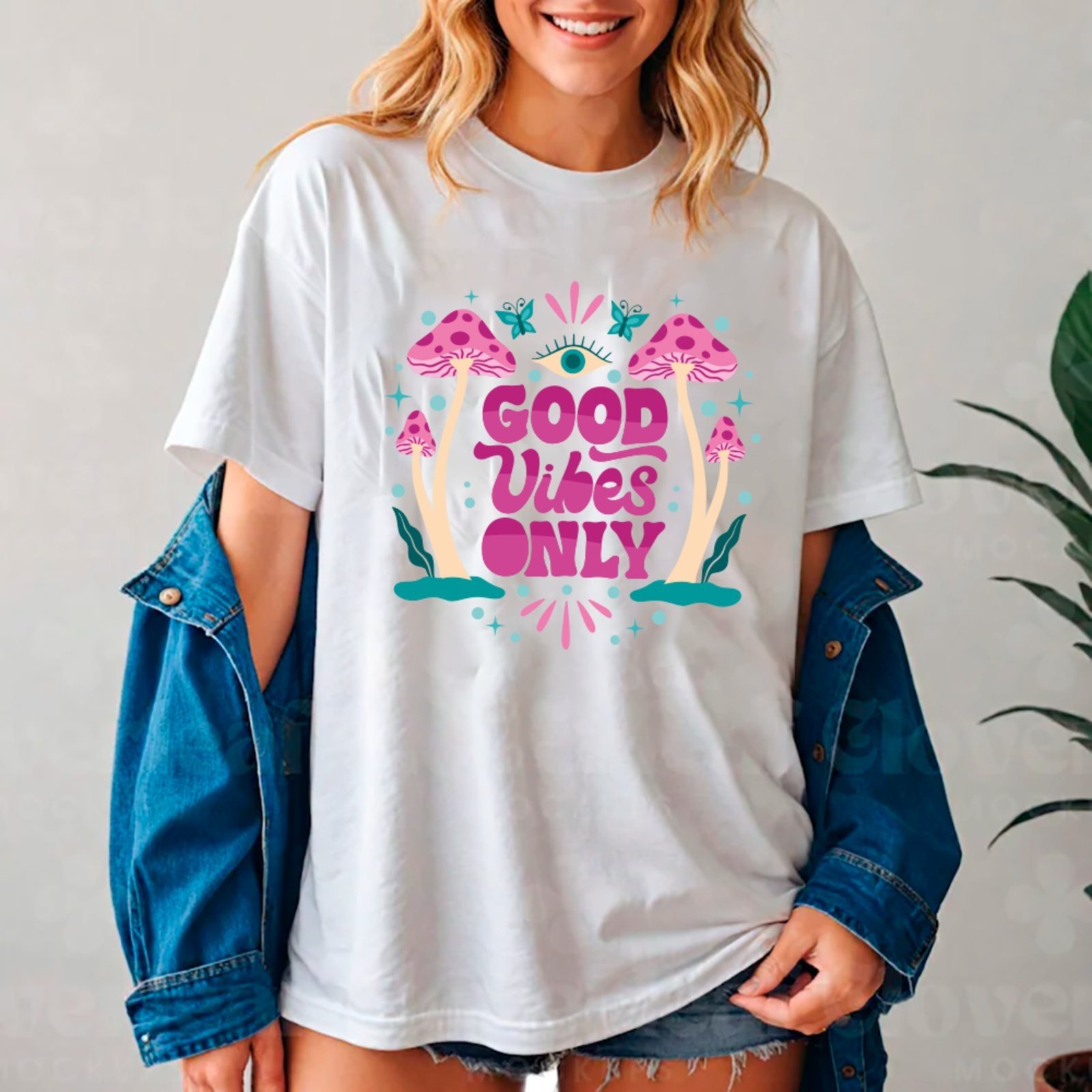 Camiseta Ousy Good Vibes Only Oversized Unissex Branco
