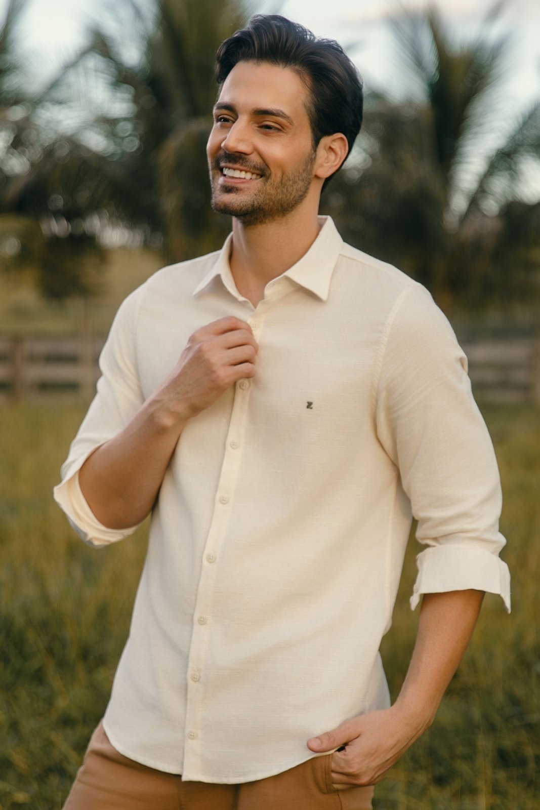 Camisa Slim Textura Lines Manga Longa – Zaiko