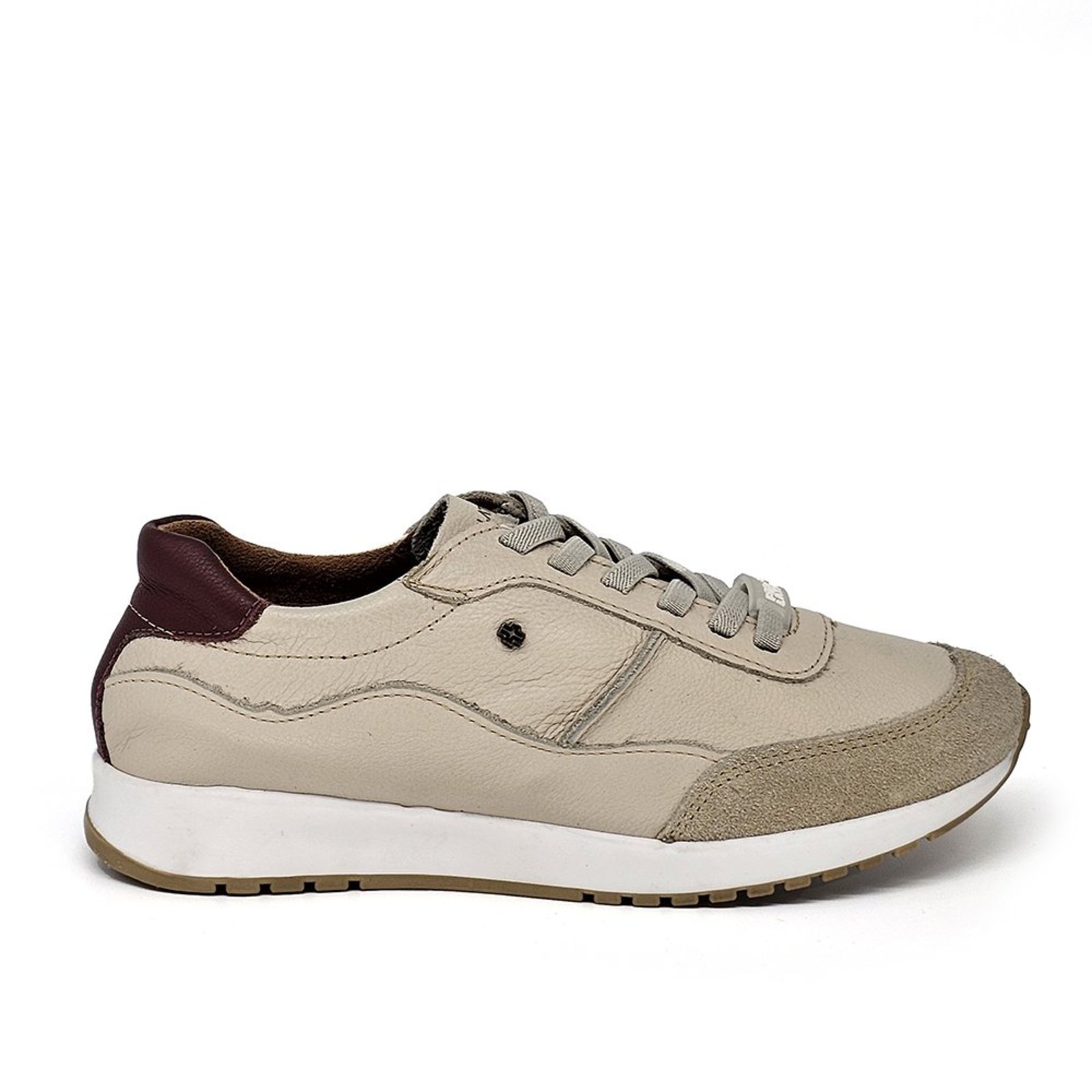 TIE40 TENIS C/ ELASTICO TIE - COURO CAM MARFIM/CFT OFF.W/CFT MERLOT