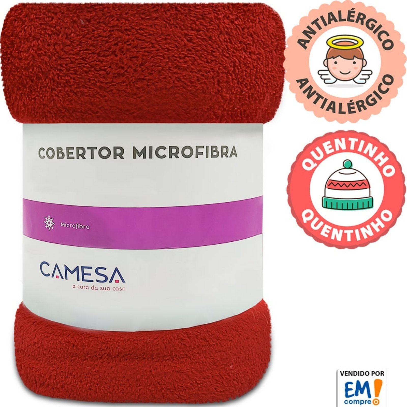 Vista 3 Manta Cobertor 180x220cm Microfibra Soft Macia Camesa vinho Camesa vinho