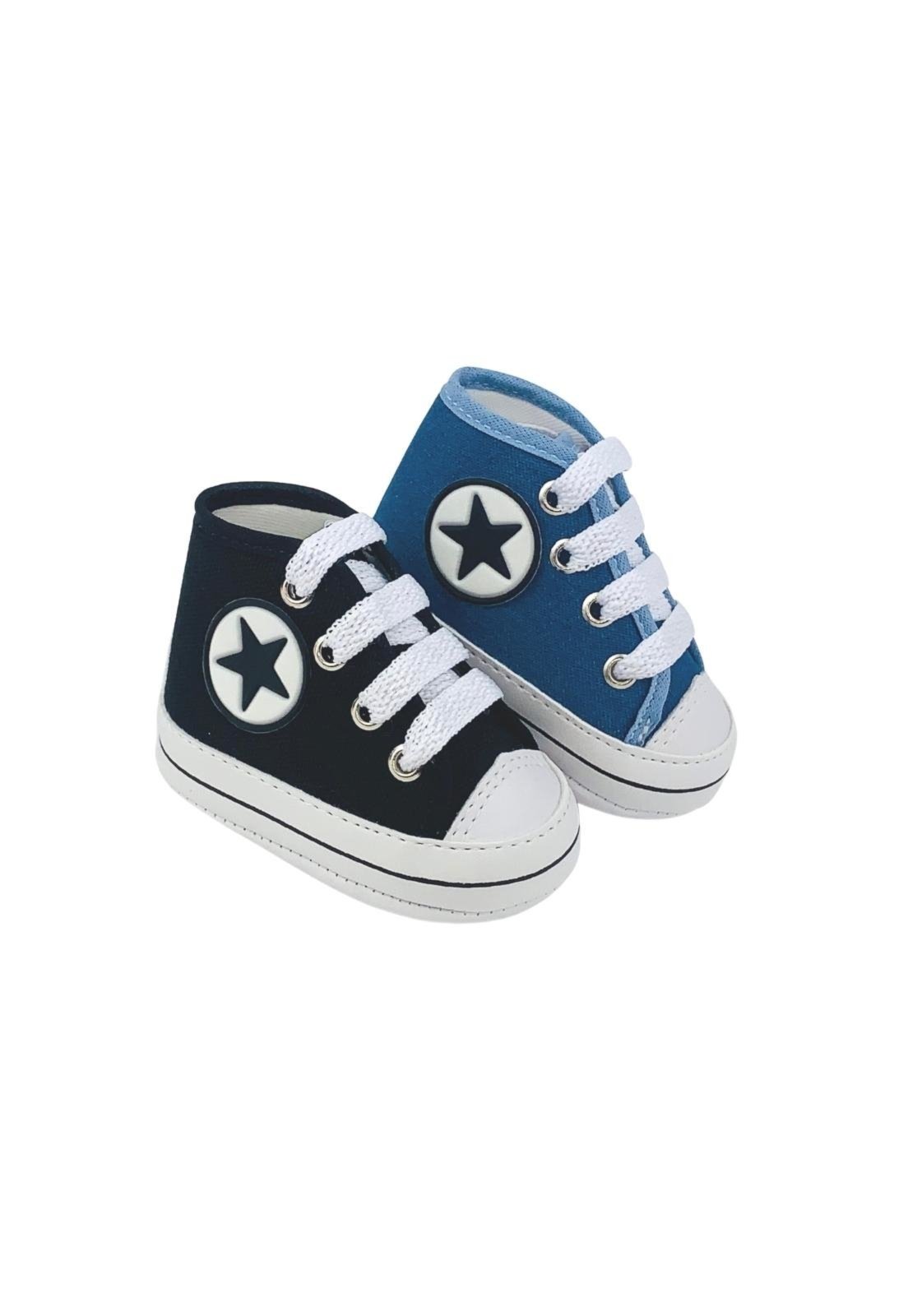 Infantil – Kit Com 2 Pares Tênis Sapatinho De Cano Alto Direto Da Fábrica Preto e Jeans