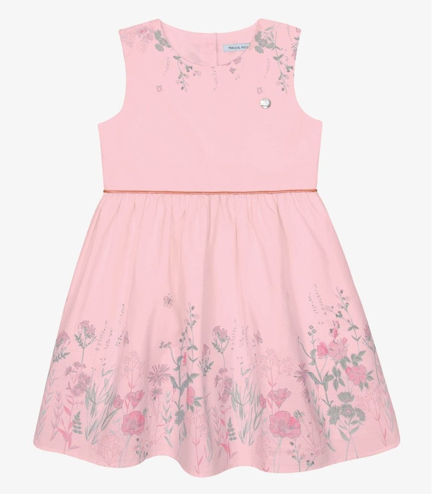 Infantil – Vestido Tricoline Estampado Trick Nick Rosa