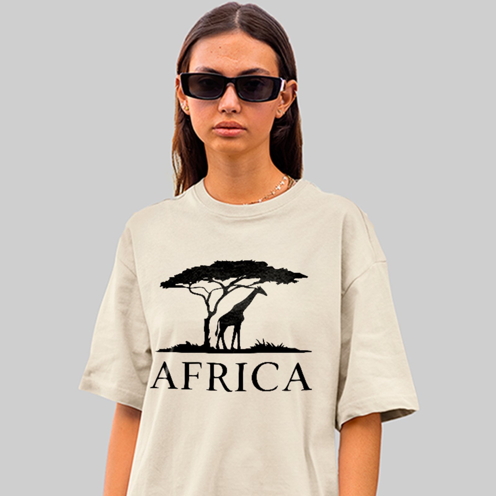 Camiseta Oversized Premium Africa Savanna Safari Unissex Off White
