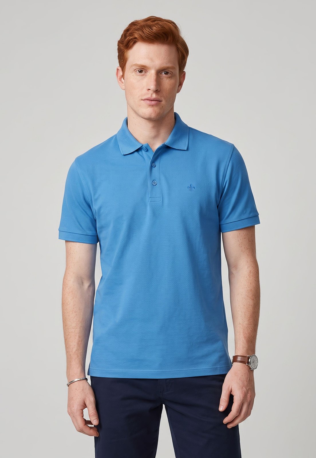Polo Masculina Dudalina Logo Azul