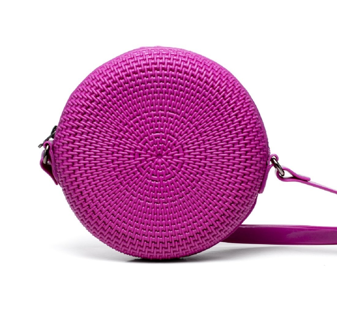 Bolsa Transversal Tiracolo Feminina Redonda Casual Pvc Pink