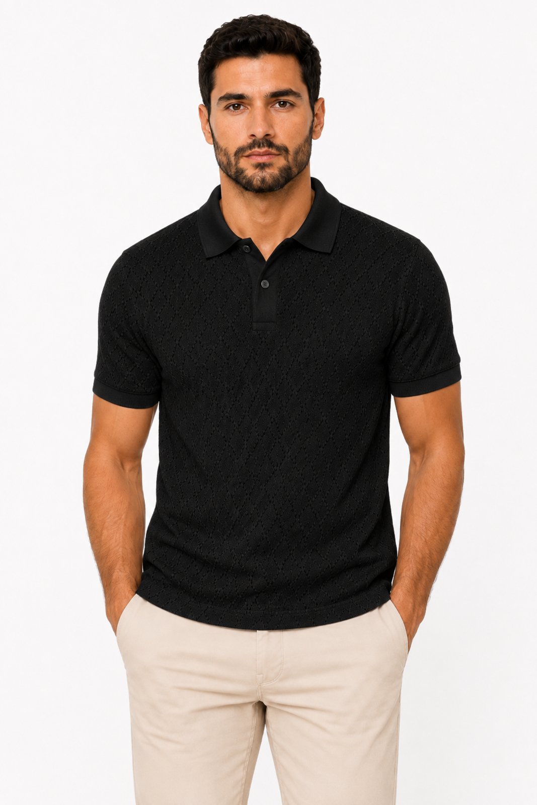 Camisa Masculina D Bell Outlet Fashion Jacquard Preto