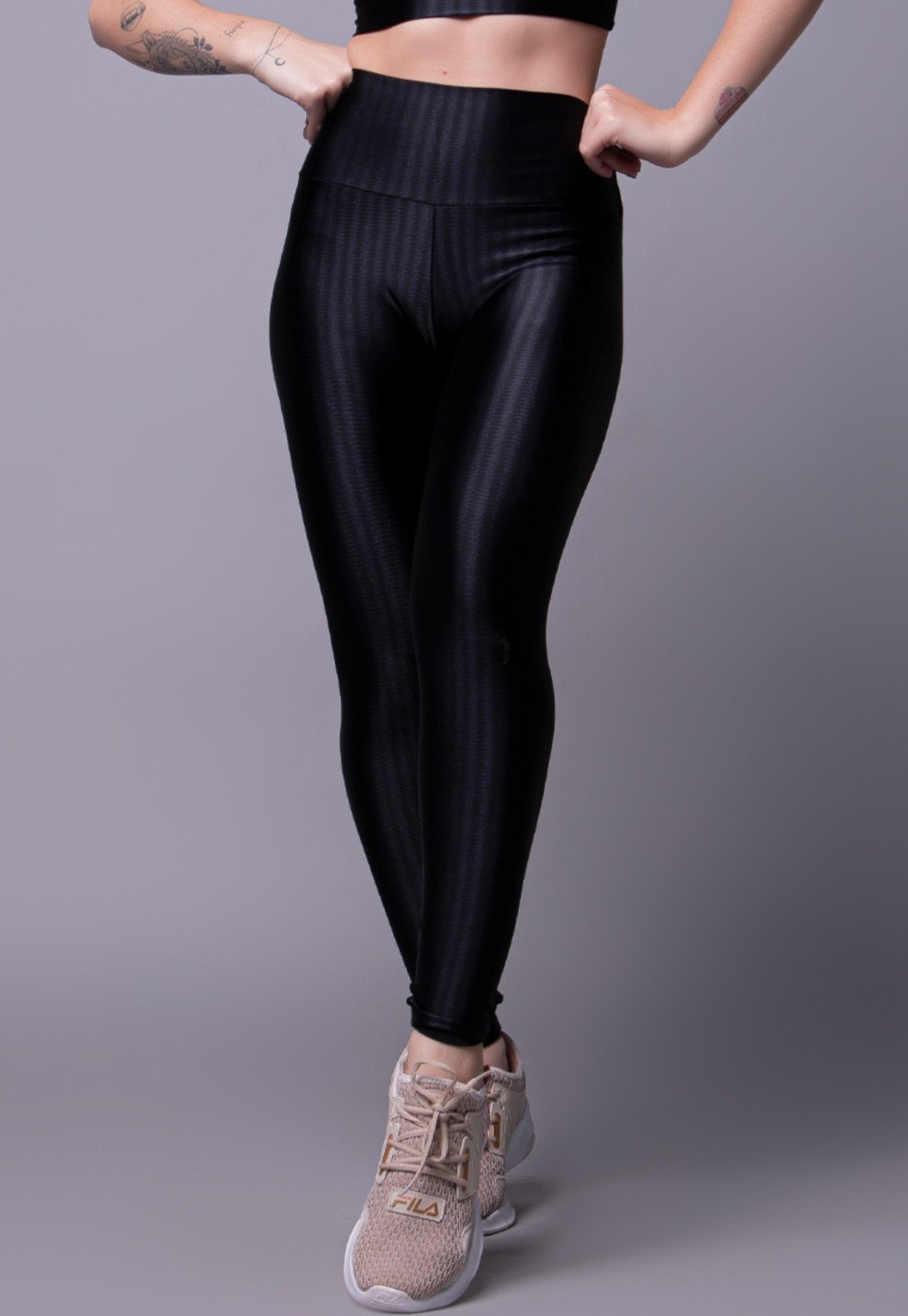 Calça Legging 3d Bella Fiore Modas New Zig Poliamida Preto