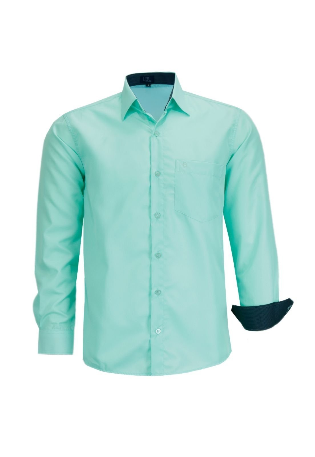 Camisa Manga Longa Lbl Clássica Poliéster Verde 3023