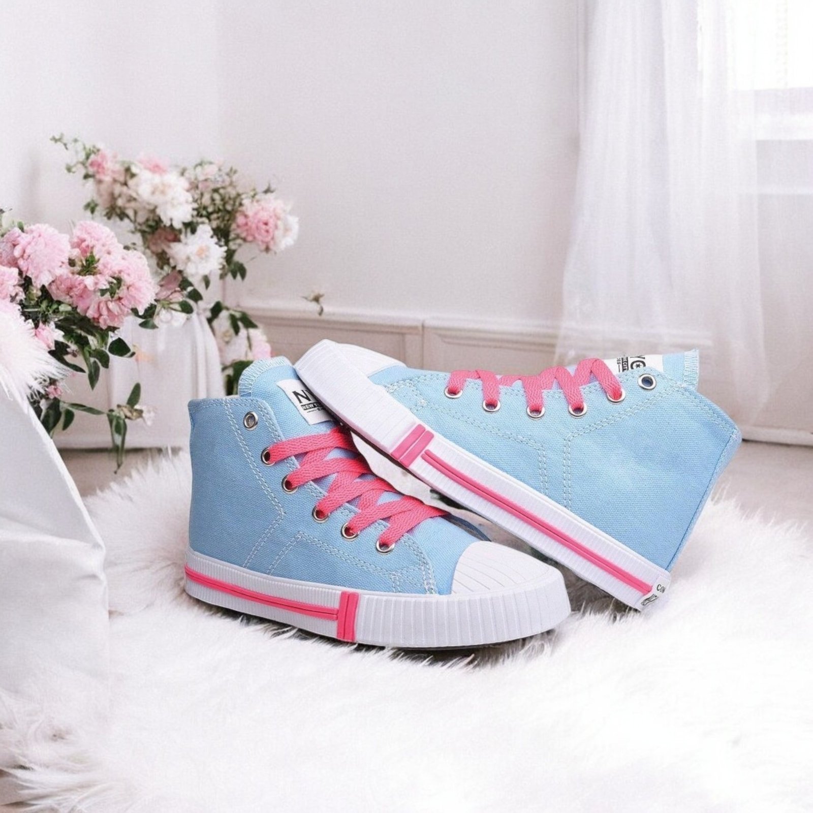 Vista 2 Infantil - Tenis Botinha Menina Menino Nyc Shoes Star escola NYC NEW YORK CITY SHOES azul/pink NYC NEW YORK CITY SHOES azul/pink