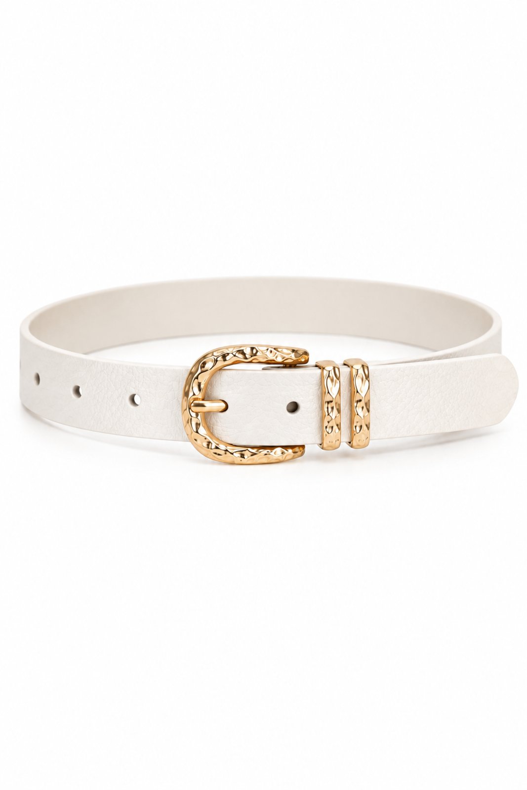 Cinto Fino com Fivela Texturizada D Bell Outelet Fashion Branco