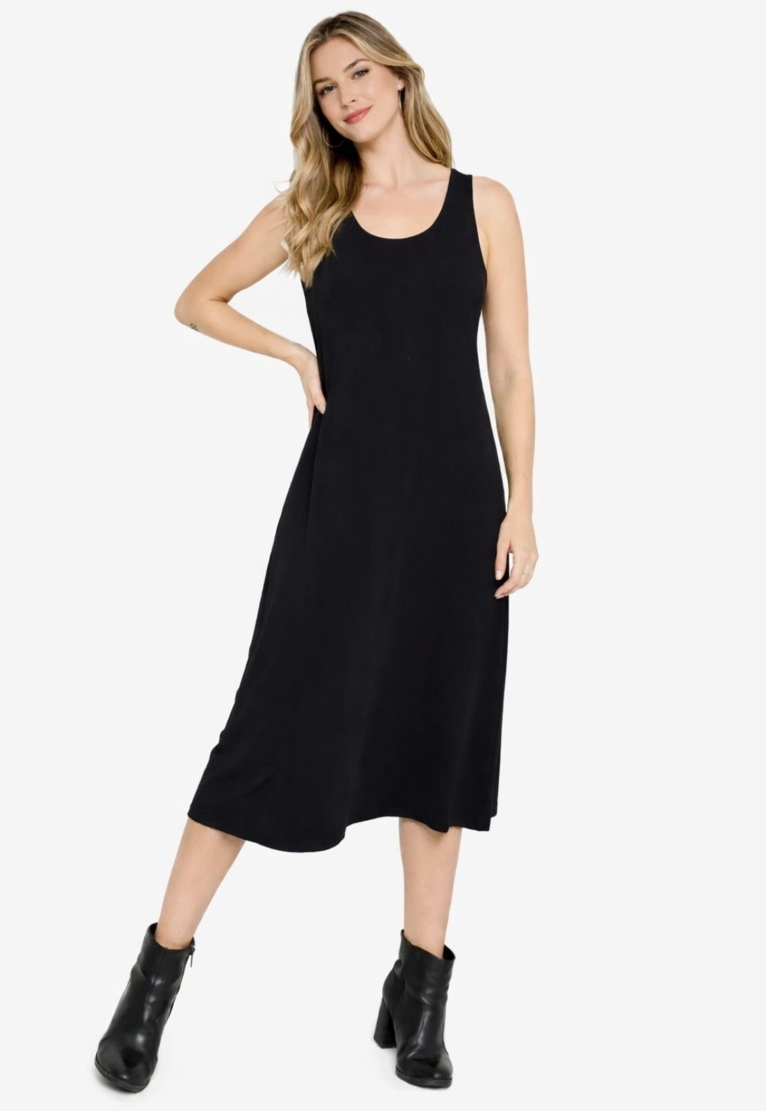 Vestido Maria Paes Regata Midi Preto