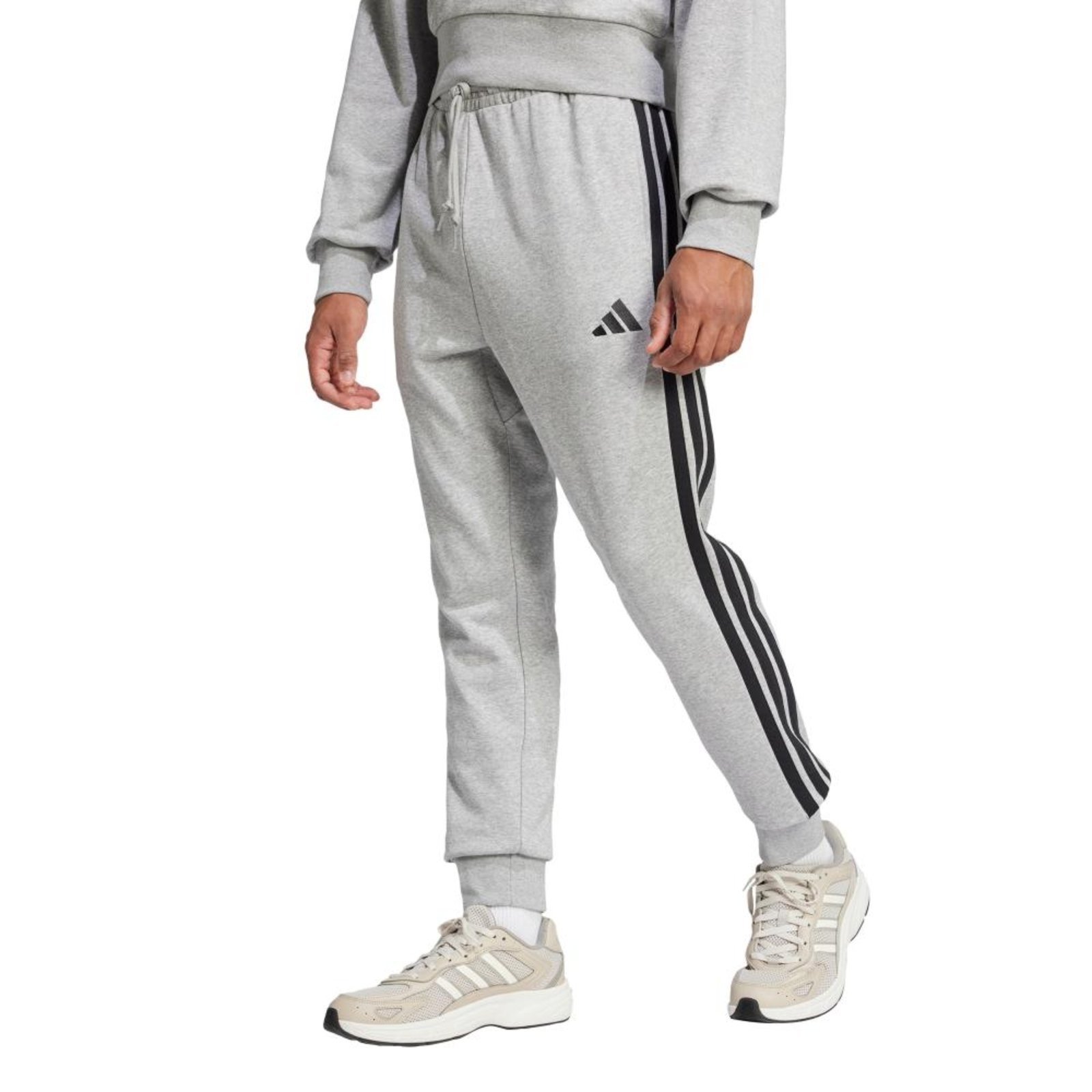Calça Essentials French Terry 3 listras adidas Sportswear Cinza