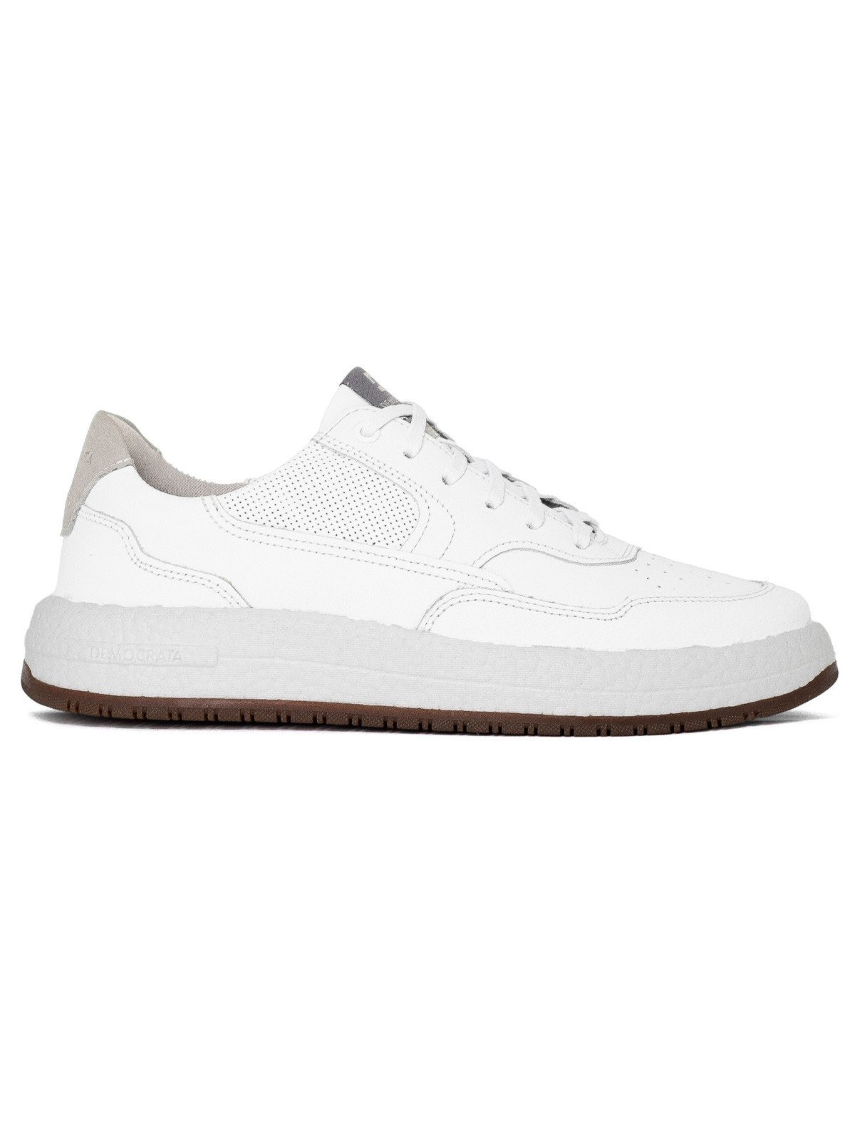 Tênis Masculino Democrata Denim Drake Pulse Couro Cadarço Confortável Branco