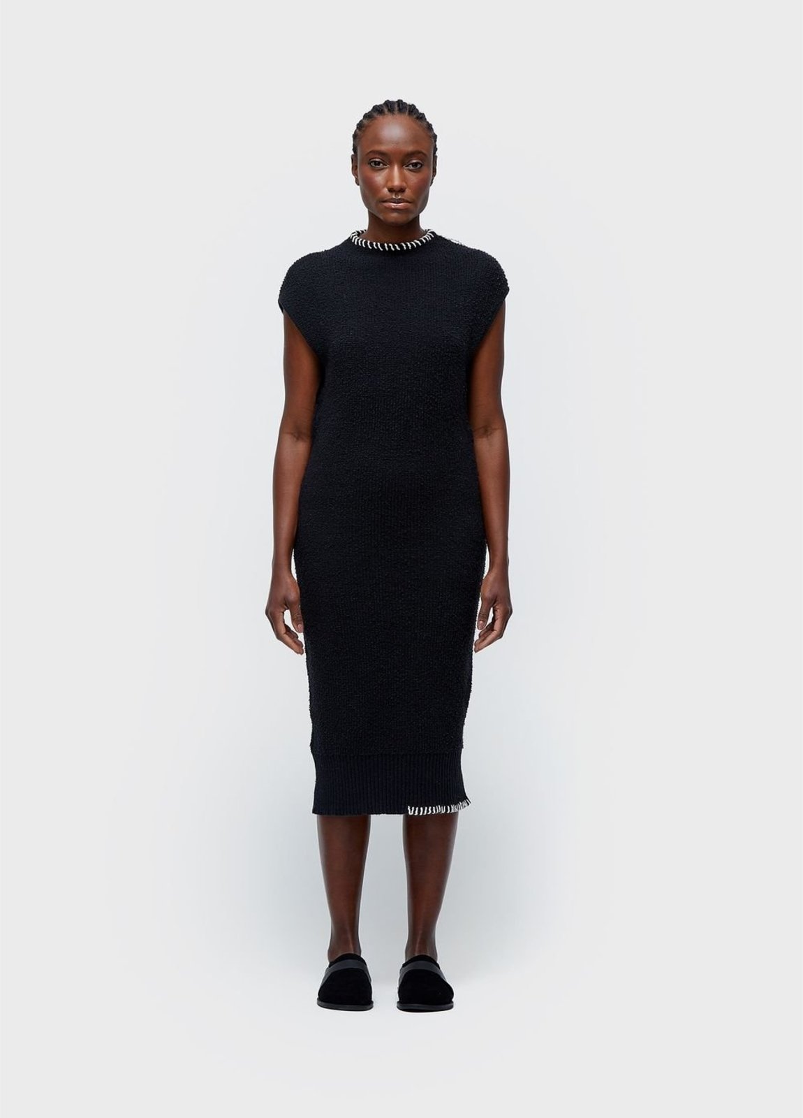 Vestido tricot bouclet pespontos OSKLEN