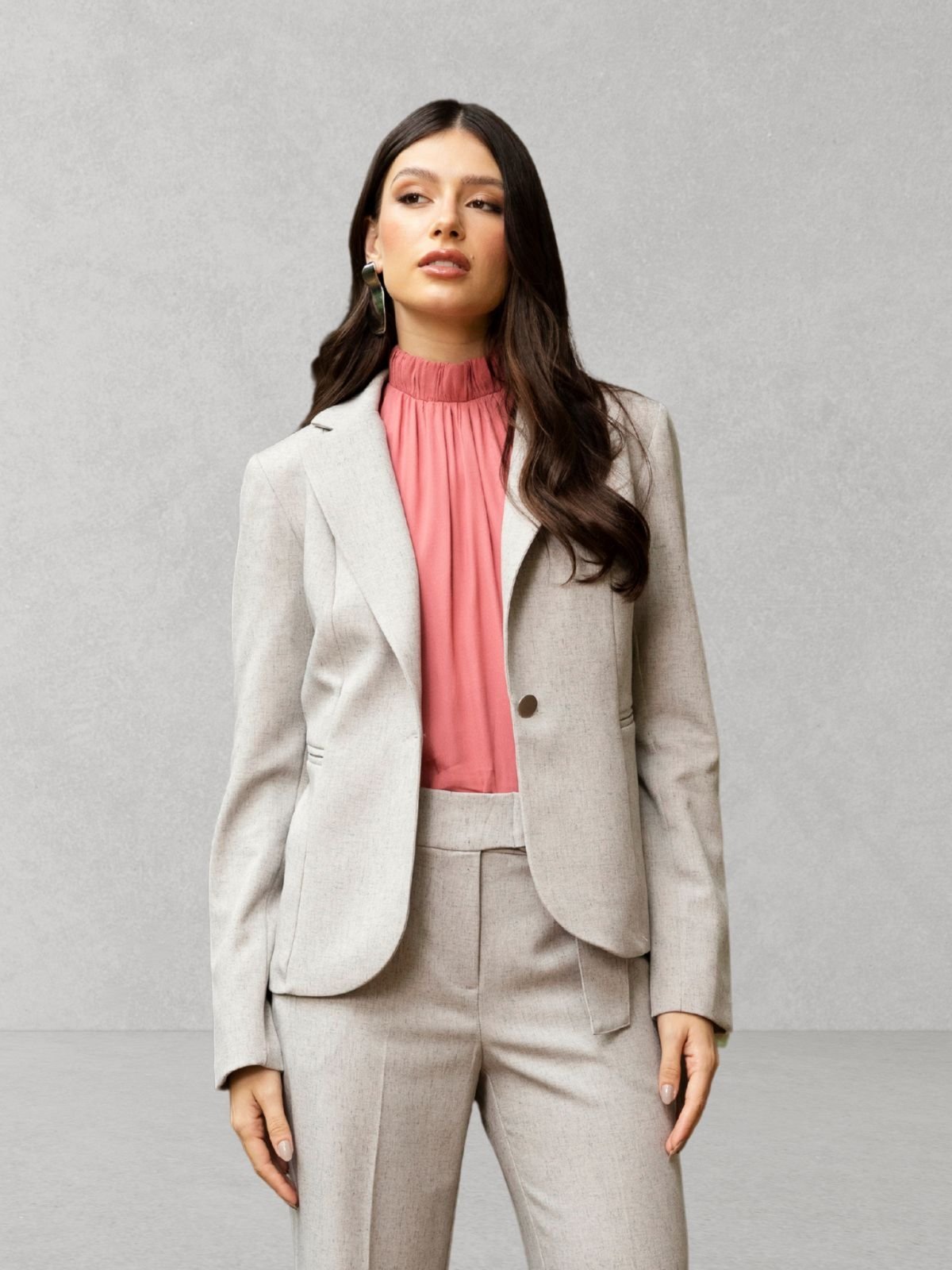 Vista 2 Blazer Via Lessa Lisboa Alfaiataria Max Twill bege Via Lessa bege