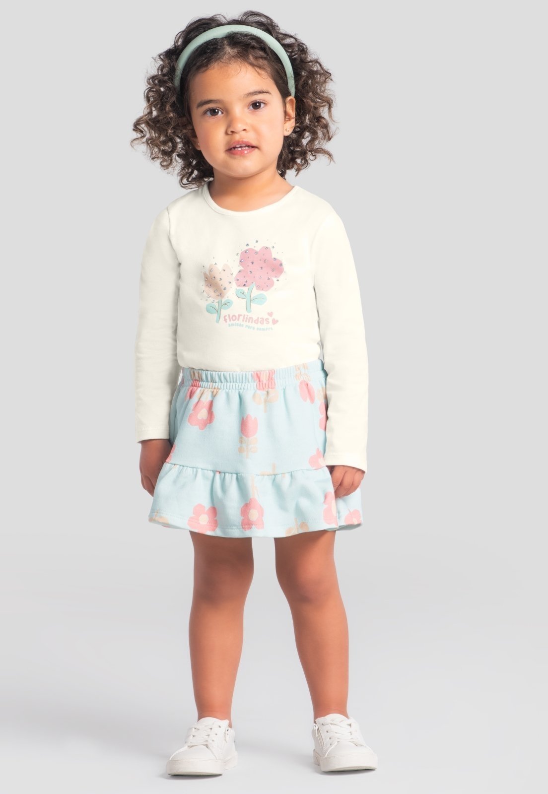 Infantil - Blusa menina floral com strass Brandili