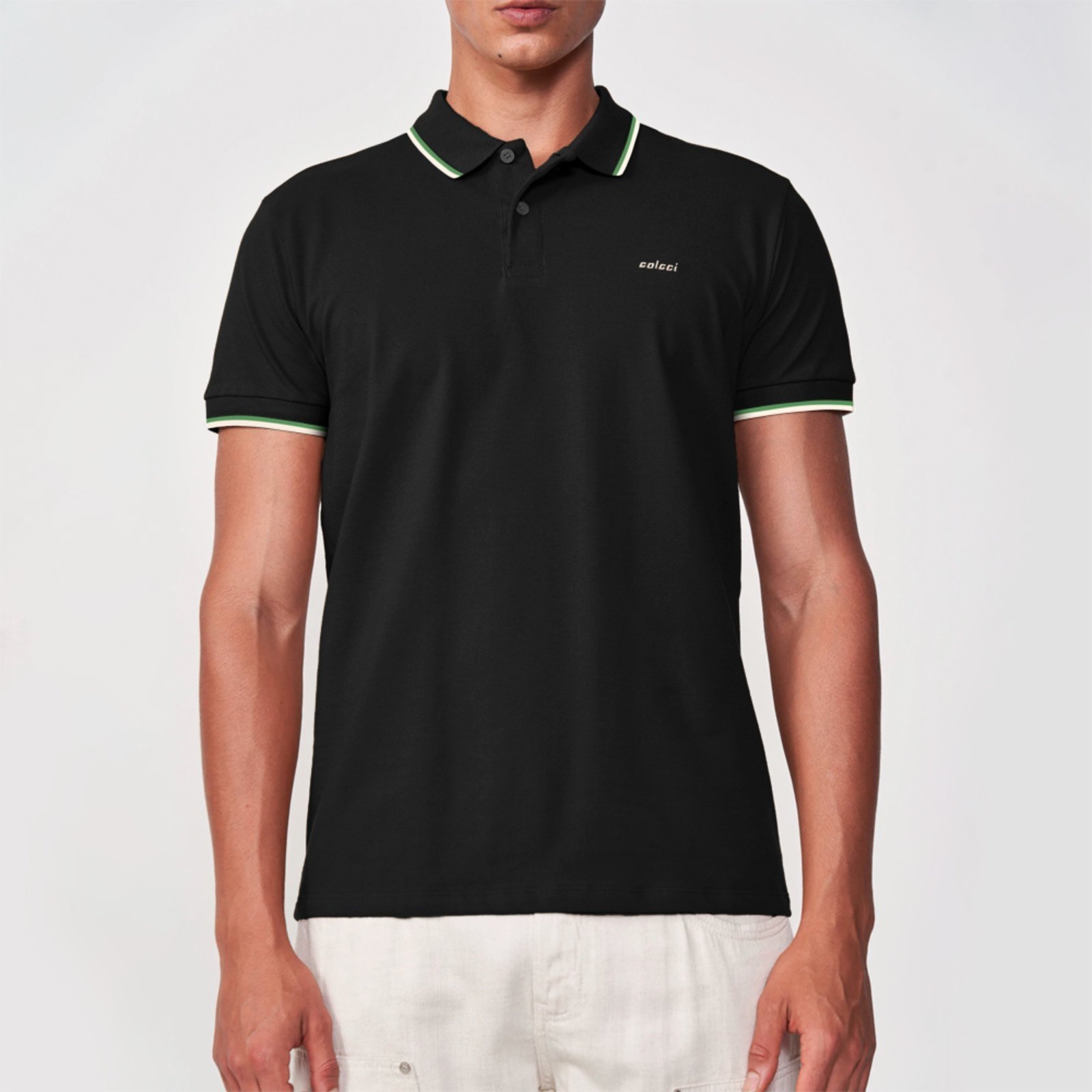 Camisa Polo Colcci 2 Lines In25 Preto Masculino