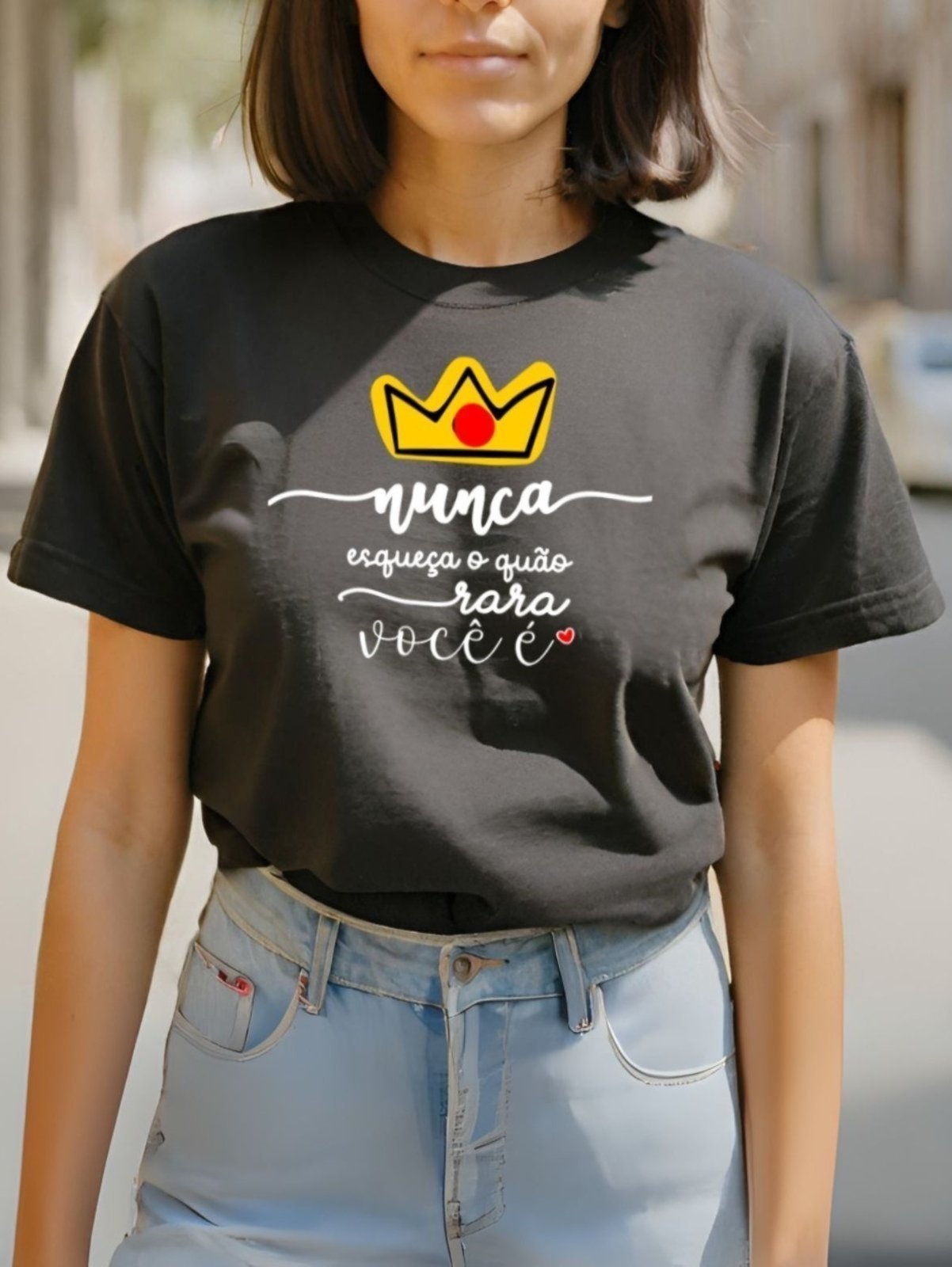 Vista 3 Camiseta T-shirt Feminina Plus Size GuGi Blusinha Estampado Mulher Poderosa Camisa Algodão Moda laranja Gugi laranja