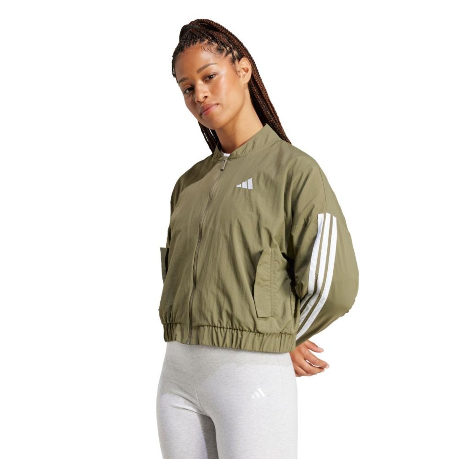 Jaqueta Bomber Malha Essentials Três Listras Lifestyle adidas Sportswear Verde