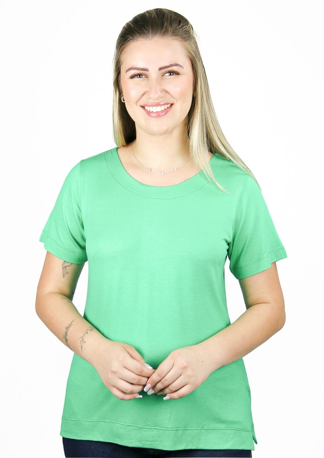 Blusa Pau a Pique Manga Curta Básica Verde VERDE – P Pau a Pique