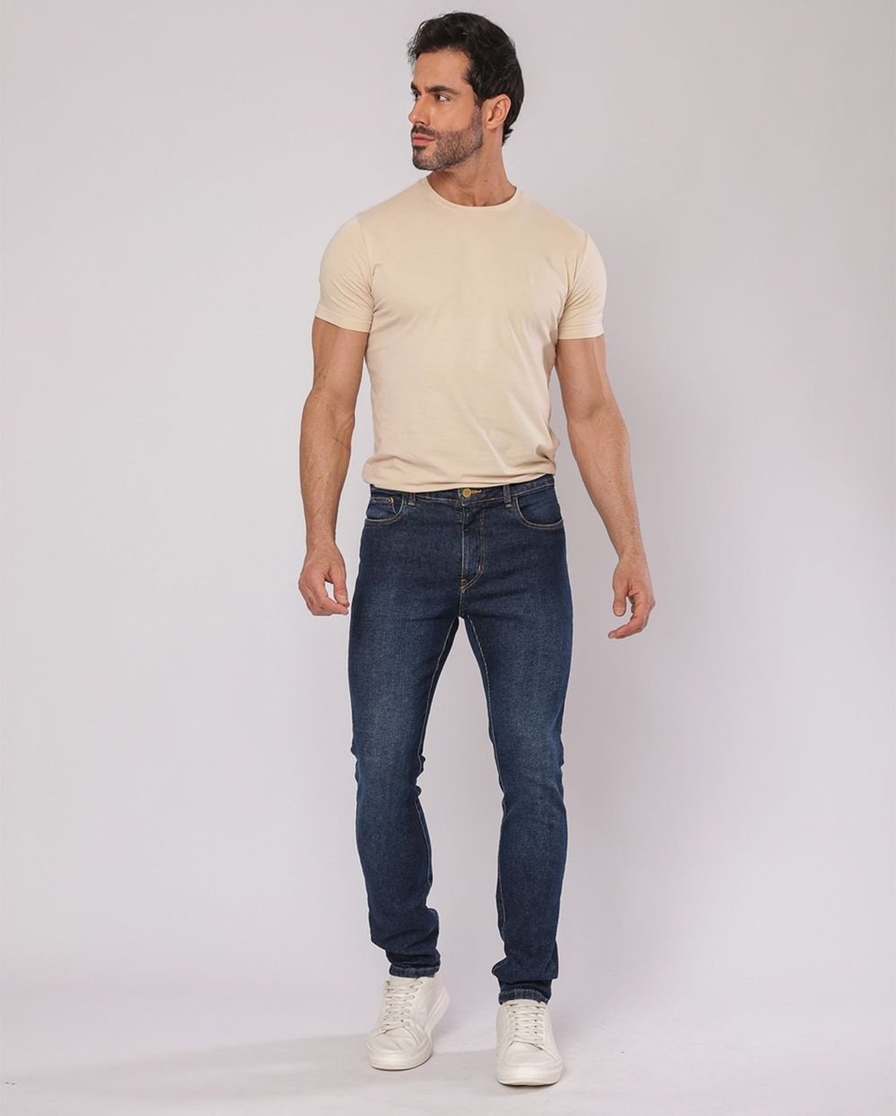 Calça Jeans Slim Fit Masculina 25447 Escura com Used Consciência
