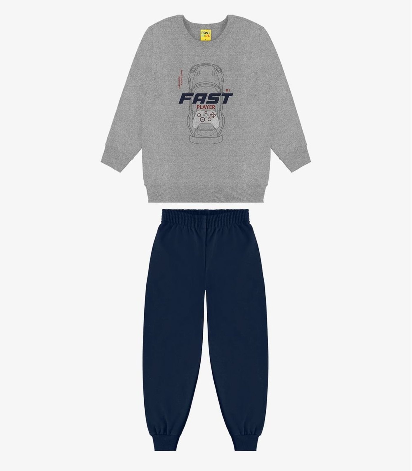 Infantil - Kit Conjunto Blusão Com Calça Rovi Cinza
