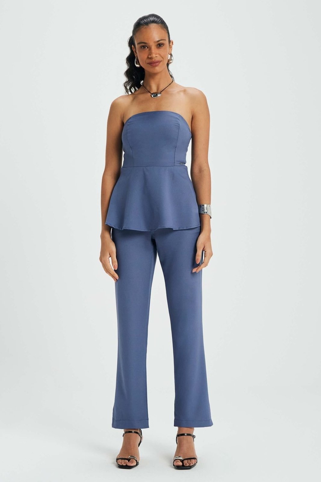 Vista 3 Blusa Feminina Peplum Tomara que Caia Marialícia vermelho Marialícia vermelho