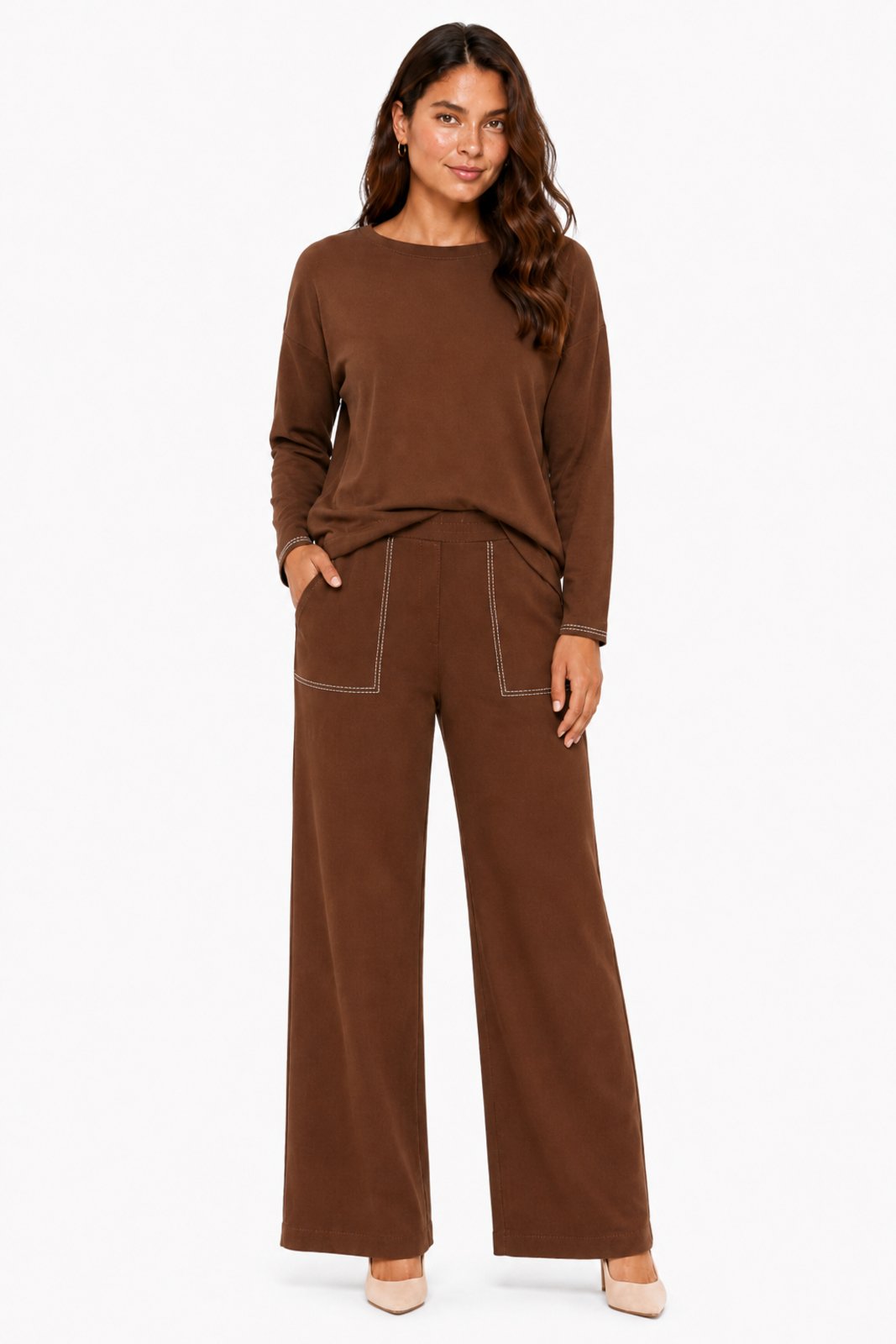 Conjunto Feminino D Bell Outlet Fashion Casual Marrom