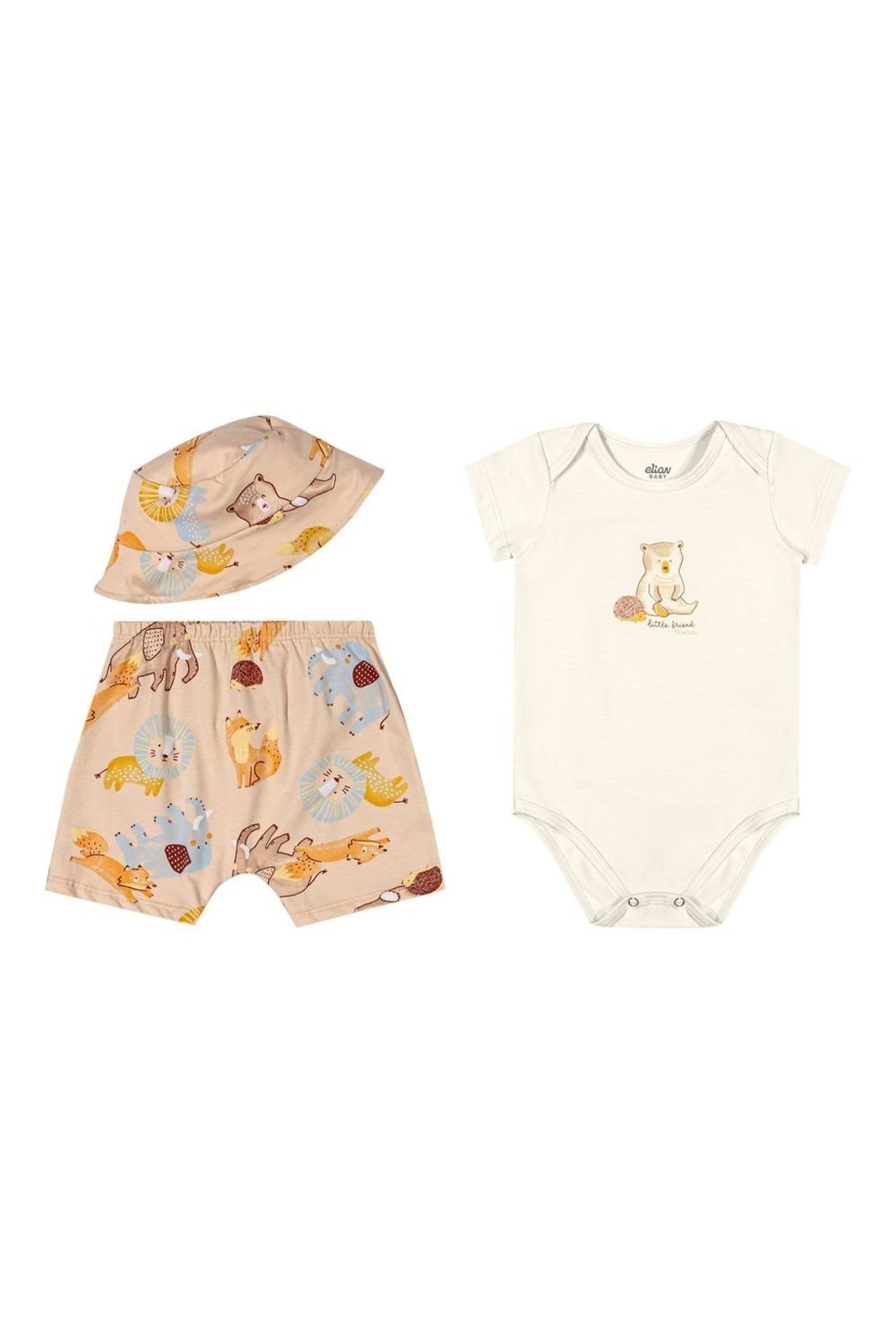 Vista 2 Infantil - Kit Menino Com Chapéu Elian bege Elian bege