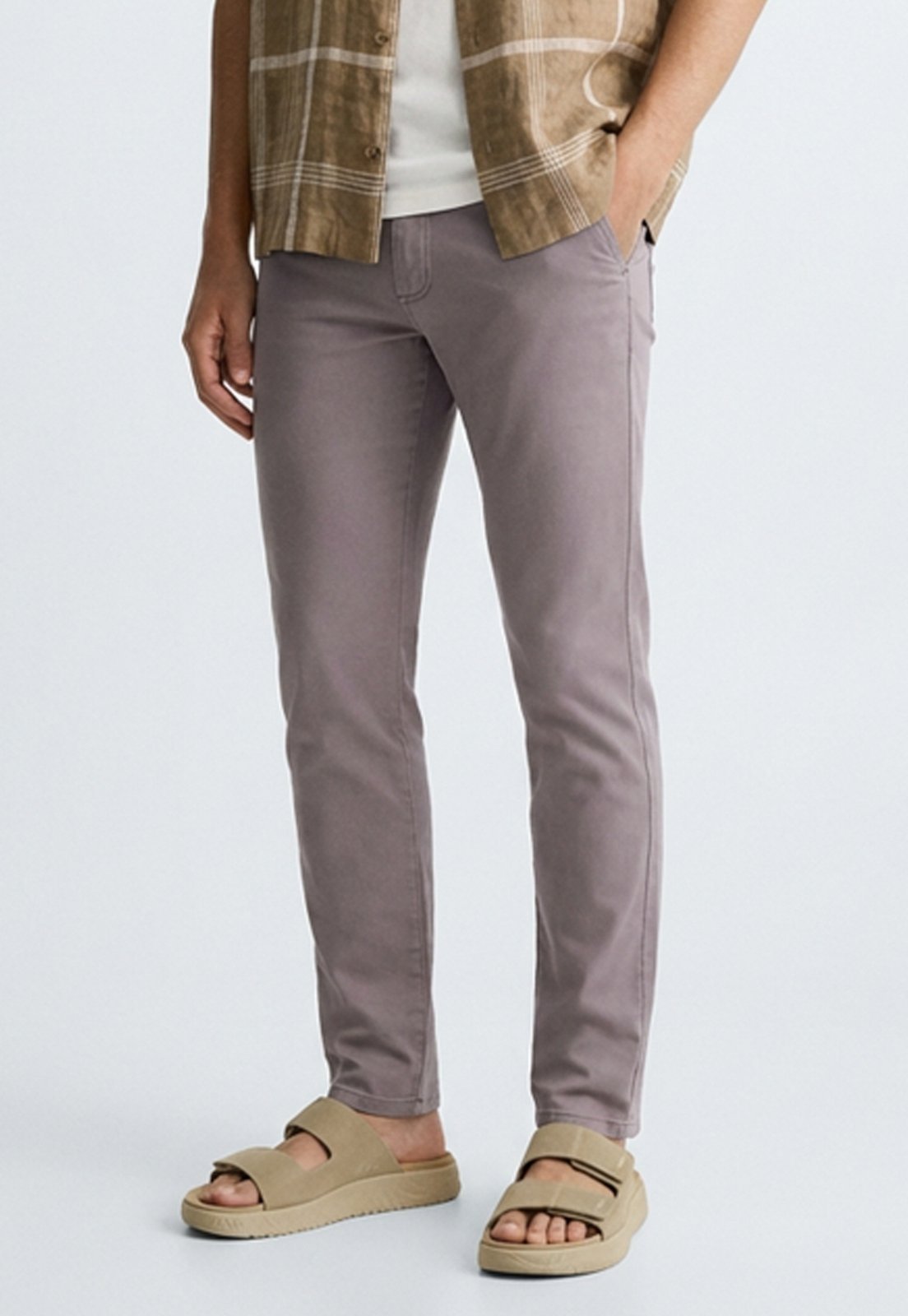 Calça Sarja Masculina Slim Fit Elastano Casual Social Cinza