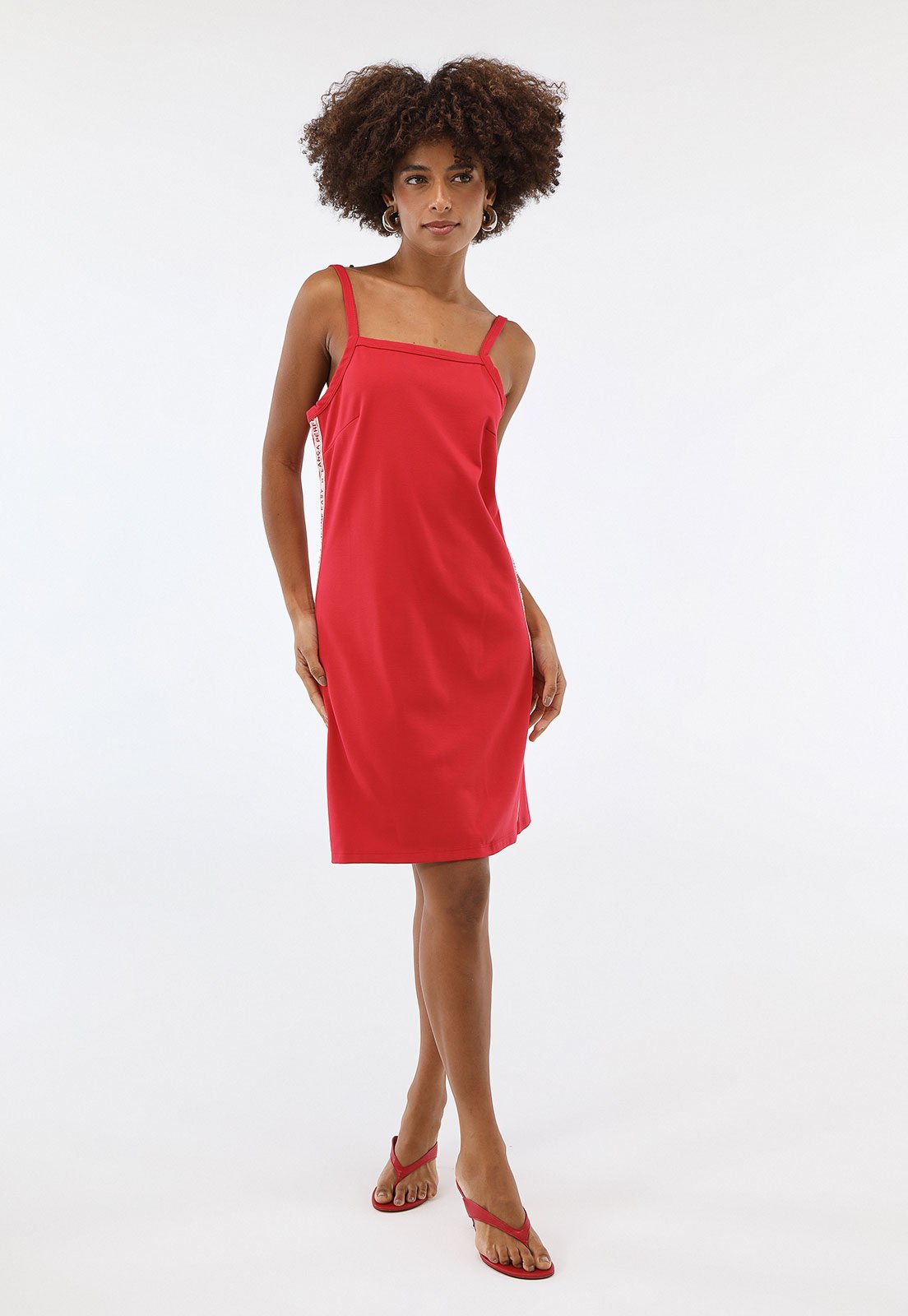 Vestido Lança Perfume Curto de Alça Vermelho