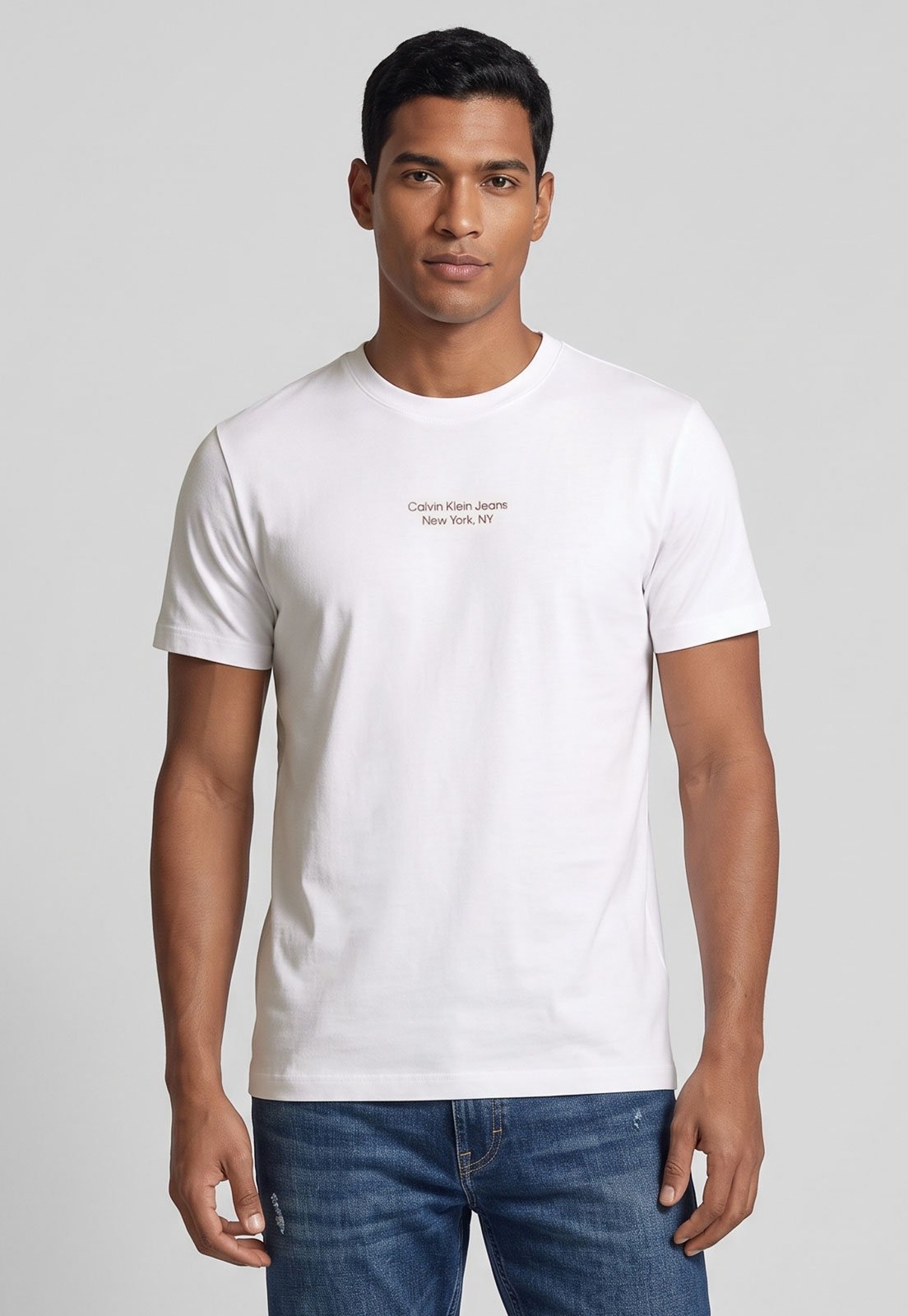 Camiseta Masculina Calvin Klein Jeans Logo NY Branca