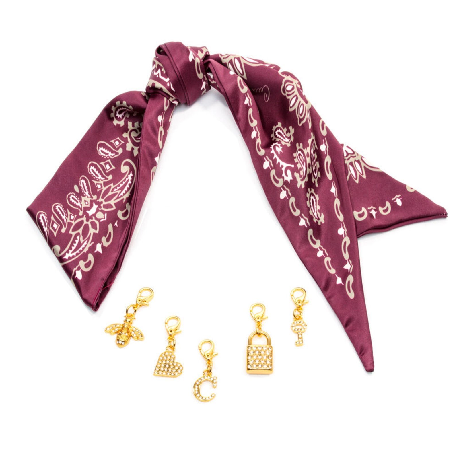 Vista 2 Charms Cecconello Lenço + Pingentes 2666001-5 Cecconello bordô